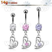 j61gzlz steel belly ring press fit double jewel ball dangling belly piercing
