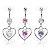 j61gzpy steel belly ring lower 8mm prong set cz stone a dangling belly piercing