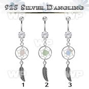 j61q1e surgical steel double jewel belly ring dangling silver belly piercing