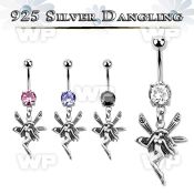 j61q1ek steel belly ring w dangling silver 925 fairy belly piercing