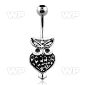 j61s0t steel belly ring h painted enamel owl belly piercing