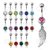j61s9z steel belly ring w dangling bird wing length 10mm 3 8 belly piercing