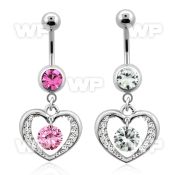 j61sle steel belly ring w 8mm press fit jewel ball round cz sto belly piercing