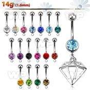 j61sls steel belly ring w 8mm press fit jewel ball diamond shap belly piercing