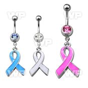 j61spe steel belly ring w dangling painted ribbon design length belly piercing