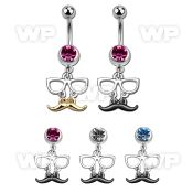 j61spl steel belly ring w 8mm jewel ball dangling black or gol belly piercing