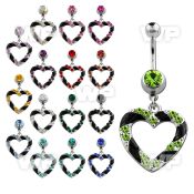 j61sse 316l steel belly ringw an 8mm jewel ball and a heart shap belly piercing