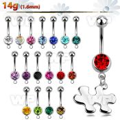 j61yes steel belly ring w dangling autism awareness symbol jigs belly piercing