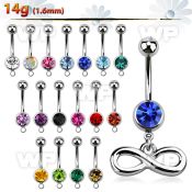 j61yet steel belly ring 8mm press fit jewel ball dangling infi belly piercing
