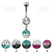 j61ykyfw steel belly ring press fit double jewel ball dangling belly piercing