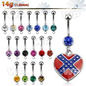 j61yll steel belly ring w dangling heart shaped dangling in belly piercing