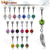 j61yzt steel belly ring 8mm press fit lower jewel ball danglin belly piercing