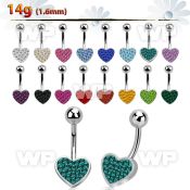 j61zlk steel belly ring heart shape lower part ferido glue cryst belly piercing