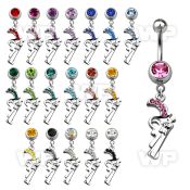 j61zst steel belly ring w 8mm press fit jewel ball pistol dangl belly piercing