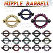 j6rum6z ion plated round nipple shield crystal studded rim surg nipple piercing