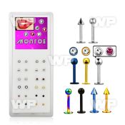 jb4f box of steel ion plated steel monroe labret studs 1 2m tragus piercing