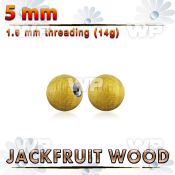jfball5 5mm jackfruit wood ball with 316l steel 1.6mm threading