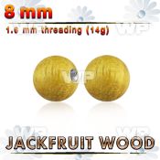 jfball8 8mm jackfruit wood ball with 316l steel 1.6mm threading
