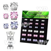 jiee0 display with magnetic 316l steel ear studs square prong ear lobe piercing