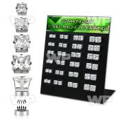 jieez display with magnetic 316l steel ear studs square prong ear lobe piercing