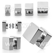 jm3v steel magnetic fake plup square sides ear lobe piercing