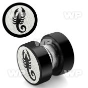 jmb3ek black ion plated steel magnetic fake plug laser etched belly piercing