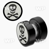 jmb3k black ion plated steel magnetic fake plug laser etched ear lobe piercing
