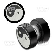 jmb3y black ion plated steel magnetic fake plug laser etched ear lobe piercing
