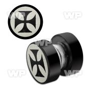 jmb3z black ion plated steel magnetic fake plug laser etched ear lobe piercing