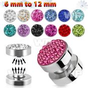 jmj6 steel magnetic fake plup ferido glued multi crystal top belly piercing