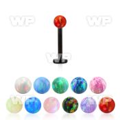 lbtop3 anodized 316l steel labret w a 3mm synthetic opal ball