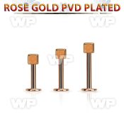 lbttdi25 rose gold steel triple tragus piercing with a 2.5mm dice