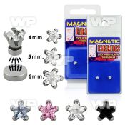 m2j33 pair of magnetic 316l steel ear studs star shaped prong belly piercing