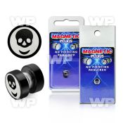 m2jm0l black steel magnetic fake plug skull logo size 8mm belly piercing
