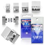 m2jmees steel fake plug square sides in blister package or extra ear lobe piercing