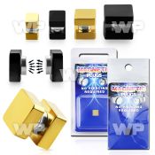 m2jmeey ion plated steel fake plug square sides in blister packa ear lobe piercing