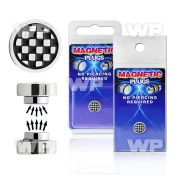 m2jmes steel magnetic fake plup checkereds logo size 8mm belly piercing