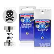 m2jml steel magnetic fake plup skull bones logo size 8mm belly piercing
