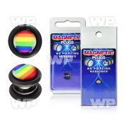 m2jmls black magnetic fake plug ranibow stripes logo o ring s belly piercing