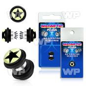 m2jmlt black magnetic fake plug black star on white logo o rin belly piercing