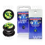 m2jmtl black magnetic fake plug camouflage pattern logo o ring belly piercing