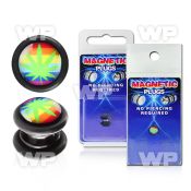 m2jmyy black magnetic fake plug green marijuana on rainbow strip belly piercing