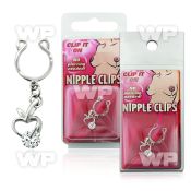 m2umey fake nipple jewelry dangling apple design round cz stone belly piercing