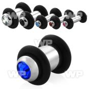 mb6 surgical steel plug press fit center crystal double o r ear lobe piercing