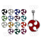 mcd371 steel belly banana w ferido glued crystal triskelion