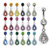 mcd403 316l steel belly banana with dangling teardrop