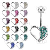 mcd494 steel belly banana w lower heart shape studded w crystal