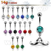 mcd517 steel belly banana w dangling up turned mustache design