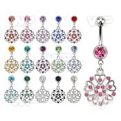 mcd573 steel belly banana w round danglings w hearts