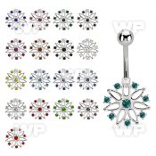 mcd700 steel belly banana, 14g w lower flower shape w crystals